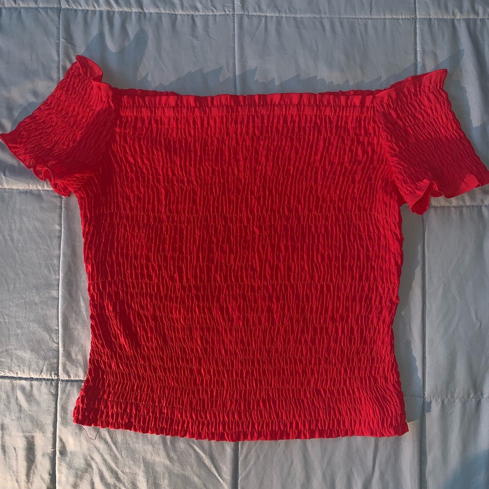 Dashing Off the Shoulder Top in Red Orange